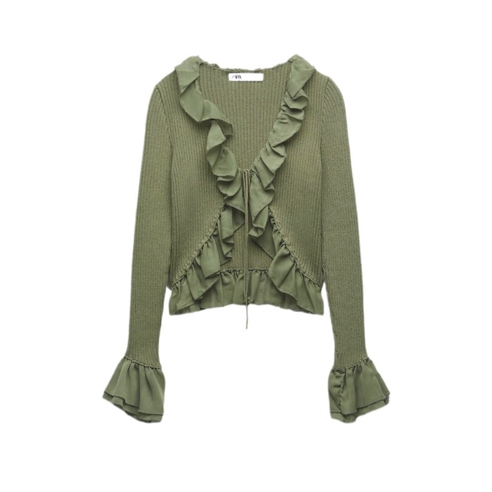 Zara Ruffled Knit Cardigan
